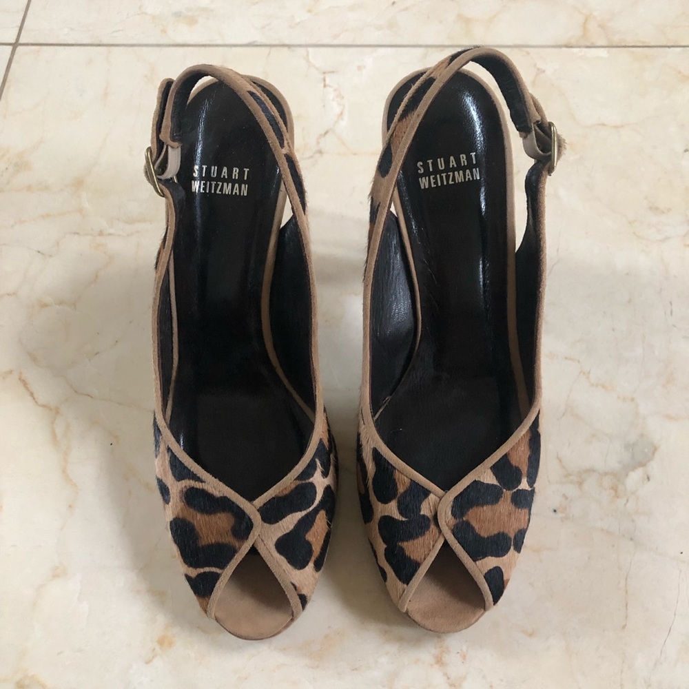 Stuart Weitzman Cheetah Open Toe Pumps Size 8 - image 2
